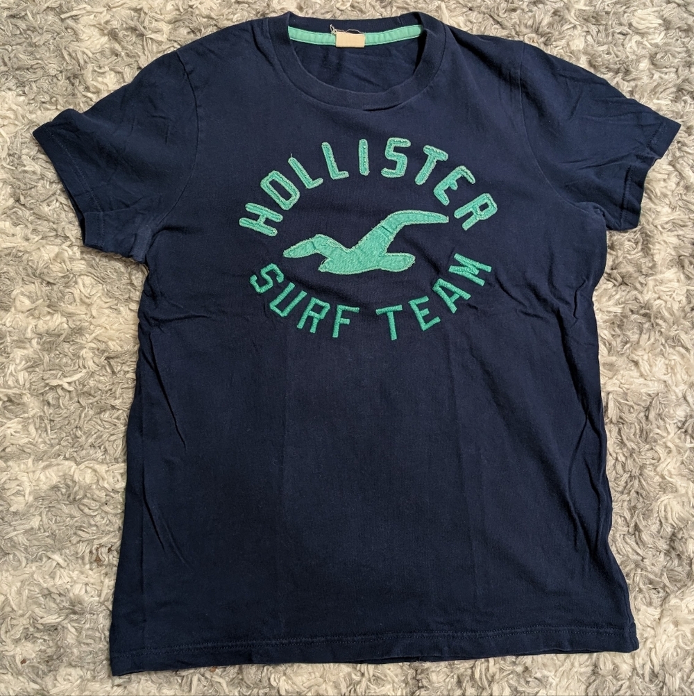 Hollister Surf Team Navy Tee with Teal Logo